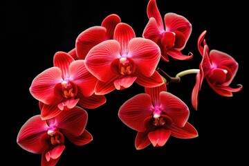Fototapeta na wymiar Gorgeous red orchid against a dark backdrop.
