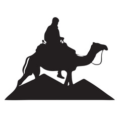 Silhouette of a camel rider