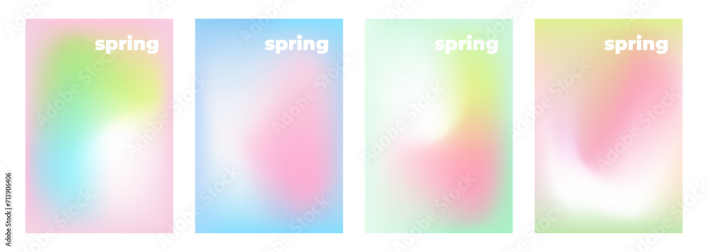 Leinwandbilder set of springtime color backgrounds with soft color blurred gradients for spring season creative gra