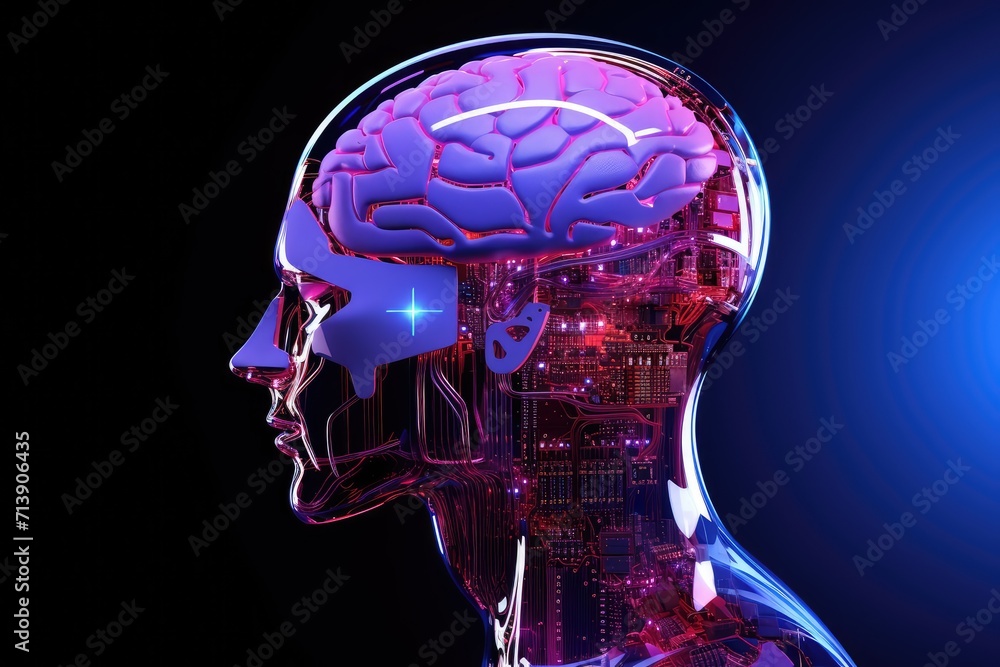 Poster nebula neural colorful brain cell energy connections, brain dots pattern neuronal network, vibrant d