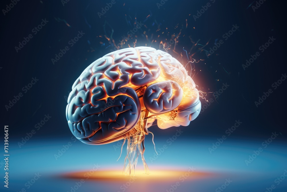 Poster nebula neural colorful brain cell energy connections, brain dots pattern neuronal network, vibrant d