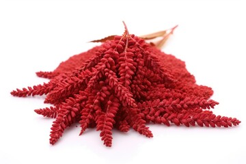 Naklejka premium Isolated sumac grains and flowers on white background Spice seeds of Rhus coriaria
