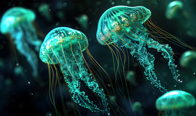 Obraz premium jellyfish in the water, Generative AI