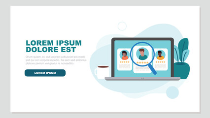 Vektor-Illustration eines Laptop-Bildschirms mit der Wahl der neuen Mitarbeiter - Recruitment-Konzept