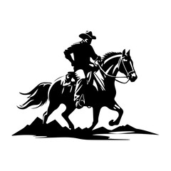 Cowboy in a hat riding a horse. Vector illustration for printing and cutting vinyl.