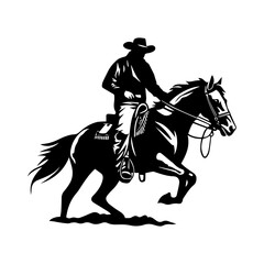 Naklejka premium Cowboy in a hat riding a horse. Vector illustration for printing and cutting vinyl.