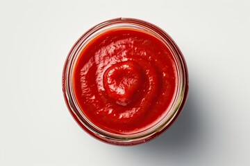 Tomato paste in glass jar separated