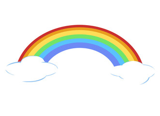 Rainbow clouds doodle summer weather illustration with blue red purple yellow orange and green colors that can be use for social media, sticker, wallpaper, e.t.c