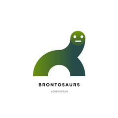 illustration of a green dinosaur Brontosaurs for logo