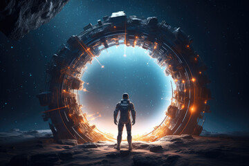 Energy gate to parallel universes, space and time themed abstract black hole design