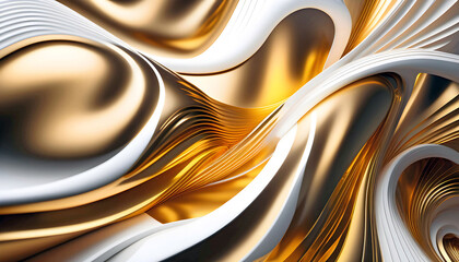 Liquid wallpaper, abstract 3D background, Background of golden waves and liquid oil, Vector illustration for design,