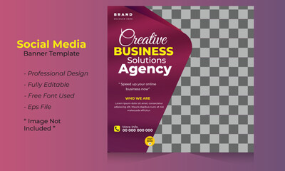 Creative Business solutions agency promotion social media post template.