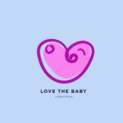 Vector Pink Heart and love for Valentine logo on a blue background