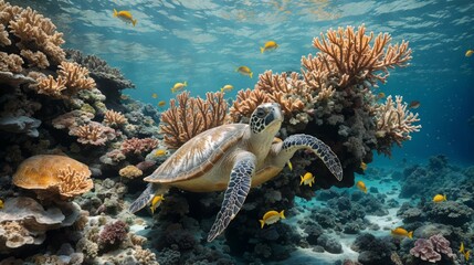 Graceful Seas: Pristine Coral Reef Teeming with Vibrant Marine Life