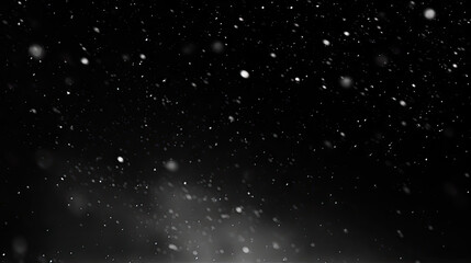 Snowflakes on black background, heavy snow flakes isolated, Flying rain, overlay effect for composition, starry night sky, particles, montion, space, universe,  - obrazy, fototapety, plakaty