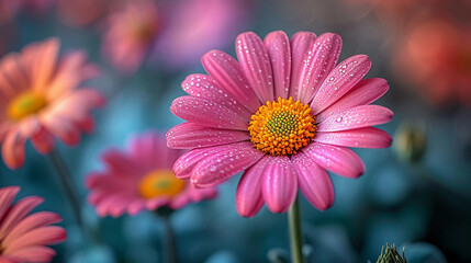 Obraz premium beautiful vibrant macro shots of wet blooming flowers with drops of morning dew professional floral macro photography close up macros wallpapers 16:9 for widescreen