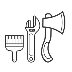 Simple cartoon carpentry and construction tools for home equipment and maintenance outline vector design art