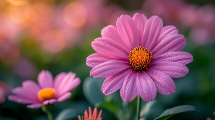 Obraz premium beautiful vibrant macro shots of wet blooming flowers with drops of morning dew professional floral macro photography close up macros wallpapers 16:9 for widescreen