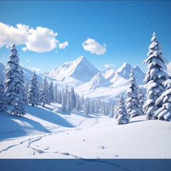 Fototapeta na wymiar Snowy landscape created with Generative Ai