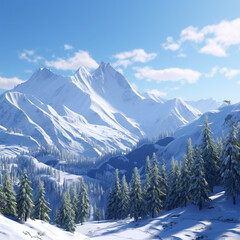 Snowy landscape created with Generative Ai