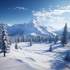 Fototapeta na wymiar Snowy landscape created with Generative Ai
