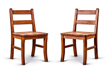 Clipped wooden chair set on white background