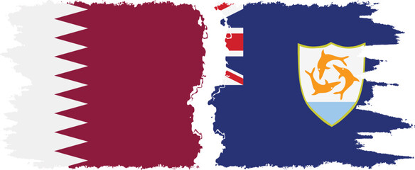 Anguilla and Qatar grunge flags connection vector