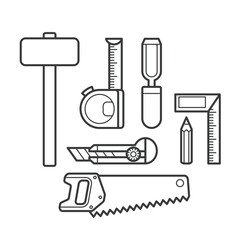 Obraz premium Simple cartoon carpentry and construction tools for home equipment and maintenance outline vector design art