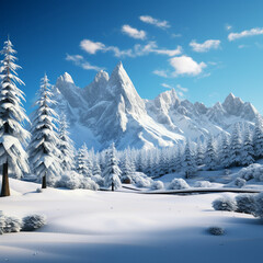 Snowy landscape created with Generative Ai