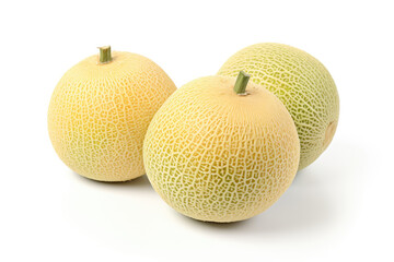  Galia melon fruit, isolated white background