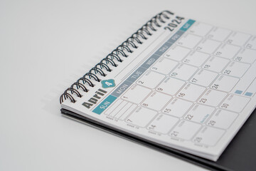 2024 Desk or Table calendar. April page of a calendar isolated on white background. 