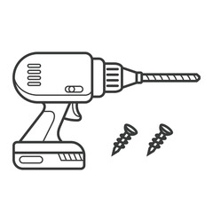 Simple cartoon carpentry and construction tools for home equipment and maintenance outline vector design art