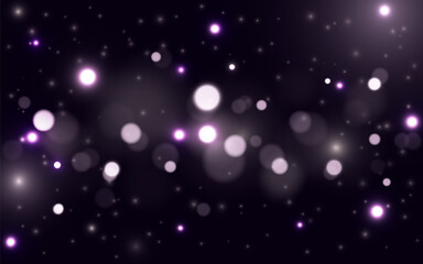Purple Starlight Bokeh Background with Glowing Particles in a Bright Space Party Design, Vector eps 10 illustration bokeh particles, Backgrounds decoration
