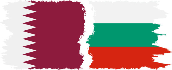 Bulgaria and Qatar grunge flags connection vector