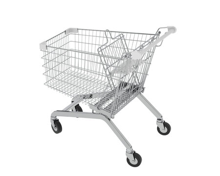 Shopping cart isolated on background. 3d rendering - illustration