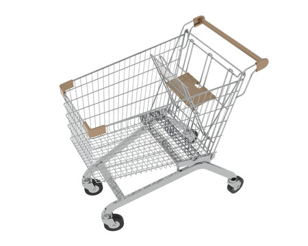 Shopping cart isolated on background. 3d rendering - illustration