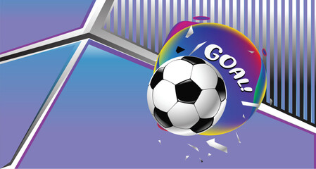 Vector Illustration Soccer Banner with Goal Tagline for Soccer Match and World Cup Championship