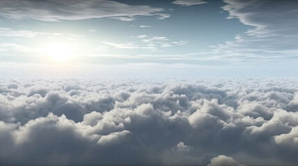 above the clouds, cloudy sky, grey sky with clouds, bad weather, rainy day, winter day during a storm, sky background with clouds, dark clouds, flying over the clouds, picture from plane - obrazy, fototapety, plakaty