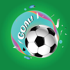 Obraz premium Vector Illustration Soccer Banner with Goal Tagline for Soccer Match and World Cup Championship