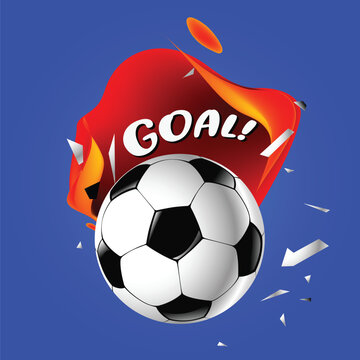 Vector Illustration Soccer Banner with Goal Tagline for Soccer Match and World Cup Championship