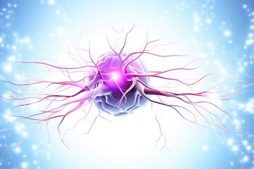 Neuronal network neurons, brain synapses connections to Peripheral Nervous System (PNS). Colorful fractal lightning brain light vivid neurons communicating via neurotransmitter in humans brain network