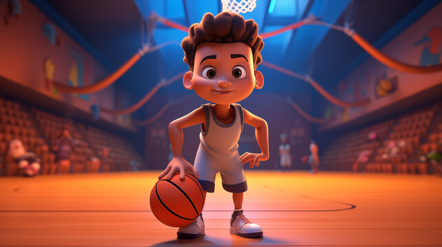 basketball player on the court cartoon