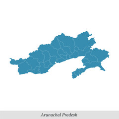 map of Arunachal Pradesh is a state of India with districts