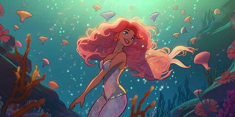 Beautiful Mermaid Design, Perfect for Your Project or Wallpaper, Ai Generative