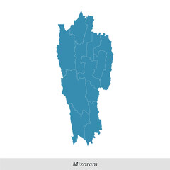 map of Mizoram is a state of India with districts
