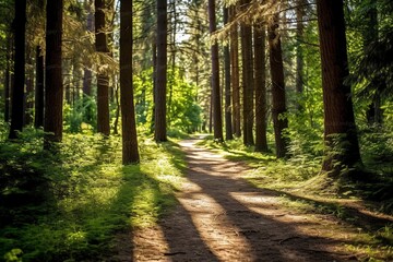 Fototapeta premium footpath in the Jungle with Sunlight in the morning