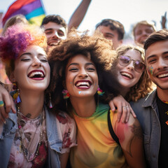 Fototapeta premium LGBTQ Pride, young, colorful people proudfully representing their believes.