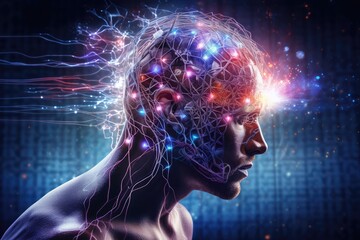 Sleep routine, sleep aids treatment. Human Brain sleep technology and environment, sleeping health and quality. Brain waves sleep assessment and physiology research, circadian rhythms deep sleep phase