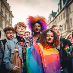 LGBTQ Pride, young, colorful people proudfully representing their believes.