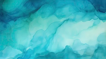 Foto op Canvas abstract watercolor background, Watercolor  turquoise, blue, aqua background for copy space text. Sky clouds cartoon, ocean wave illustration for vacation beach travel. © Nice Seven